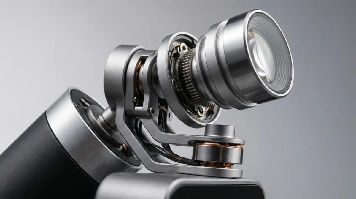 Close-up of Insta360 Link 2 Pro gimbal mechanism showing build quality