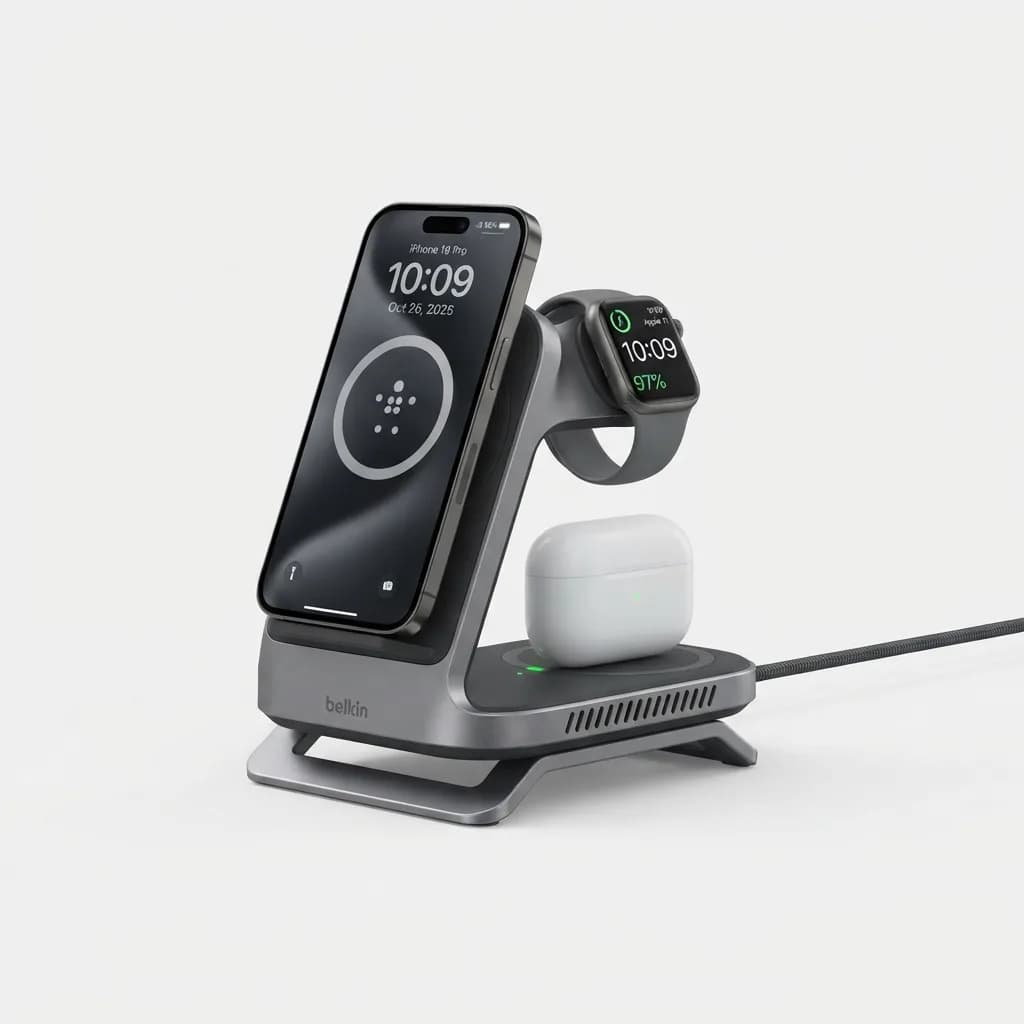 Belkin UltraCharge Pro 3-in-1 Magnetic Charging Dock with Qi2 25W