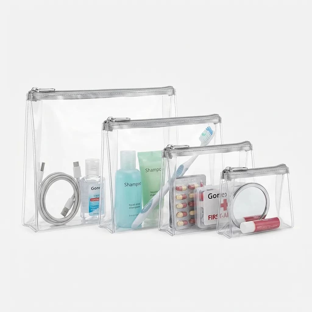 Gonex Clear TSA Approved Toiletry Bag 4-Pack