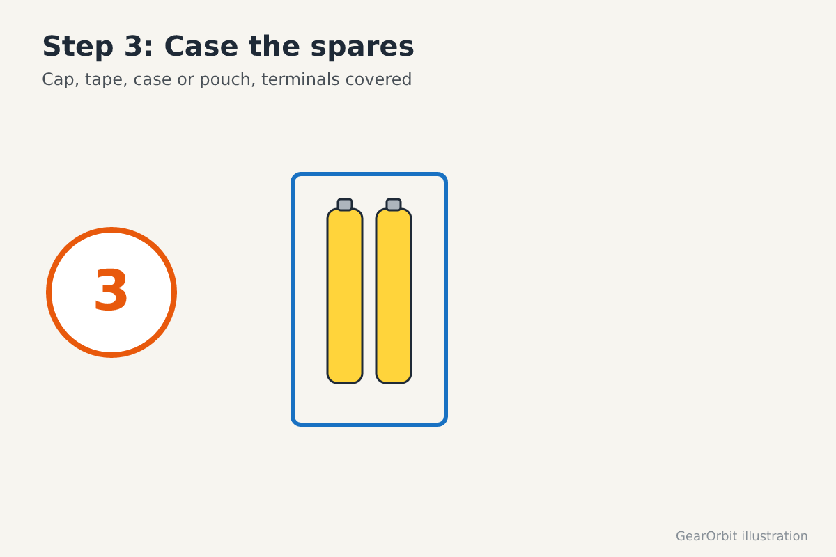 Two spare cells inside a battery case